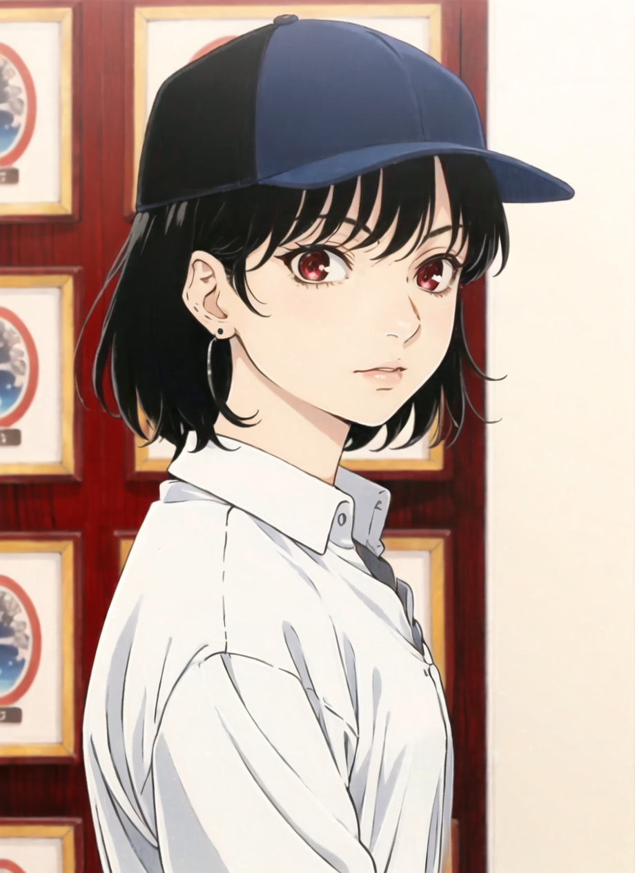 3978521700-2516627894-puparia style, anime screencap, 1990s__(style_), masterpiece, best quality, 1girl, red eyes, baseball cap, black hair, closed mo.png